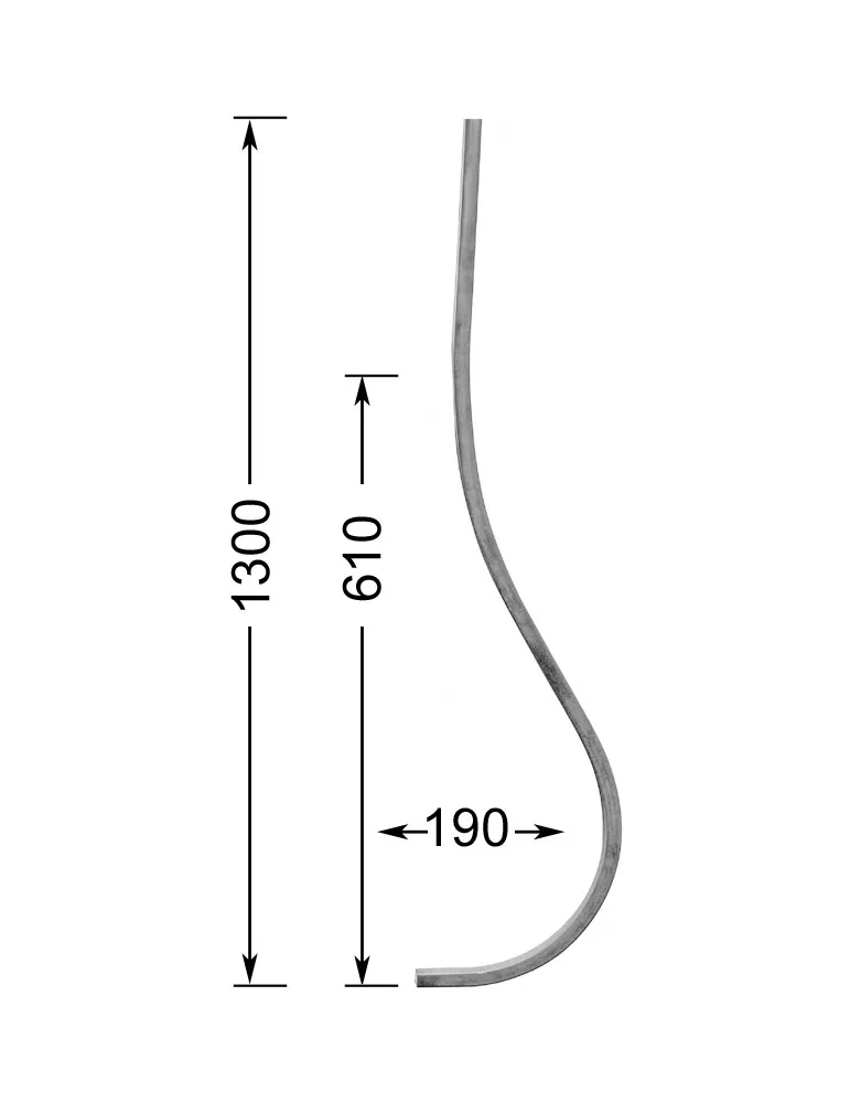 Barreau de balcon HAUTEUR 1300 mm Carré 16x16 - Ref 12L-16-1300