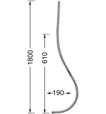 Barreau de balcon HAUTEUR 1800 mm Carré 16x16 - Ref 12L-16-1800