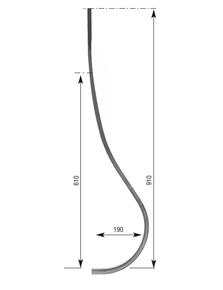 Barreau de balcon HAUTEUR 910 mm Carré 16x16 - Ref 12L-16-910