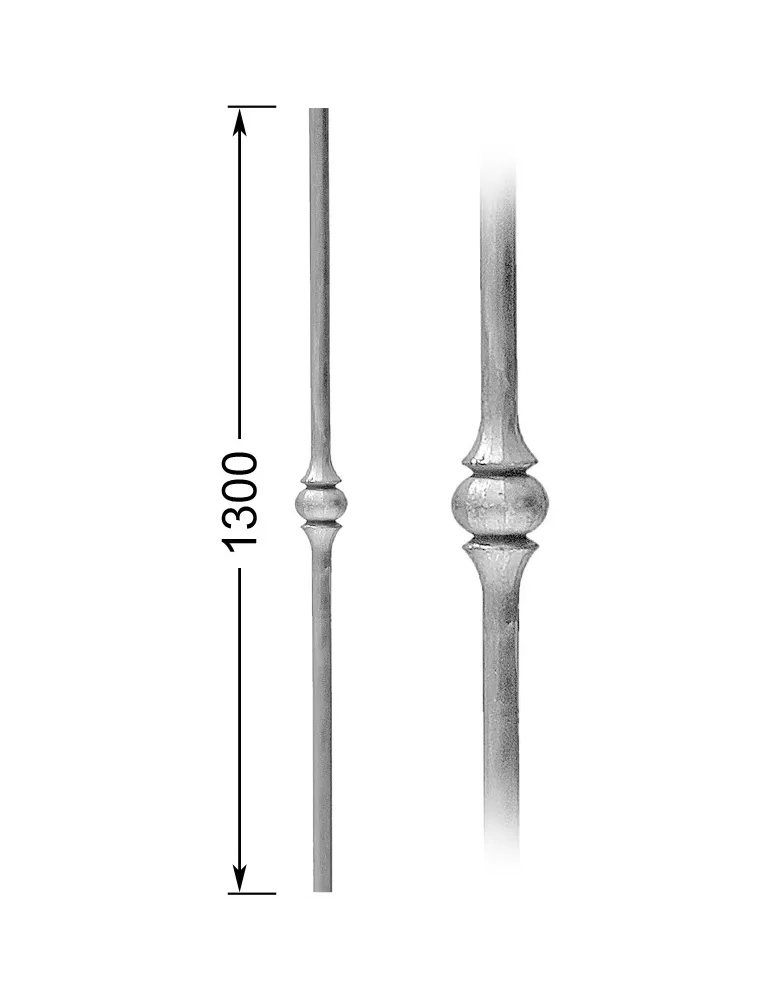 Barreau forgé HAUTEUR 1300 mm Rond 20 - Ref 15L-20-1300