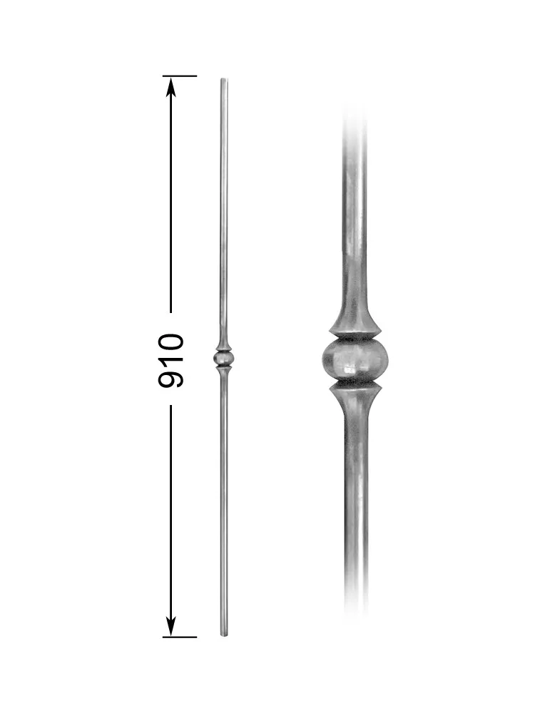 Barreau forgé inox HAUTEUR 910 mm Rond 14 - Ref 15LIX-14-910