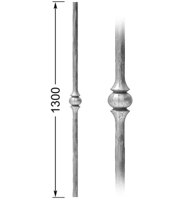 Barreau forgé HAUTEUR 1300 mm Rond 20 - Ref 15M-20-1300