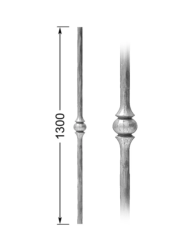 Barreau forgé HAUTEUR 1300 mm Rond 20 - Ref 15M-20-1300