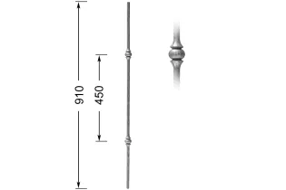 Barreau forgé HAUTEUR 910 mm Rond 14 - Ref 15MD2-14-910