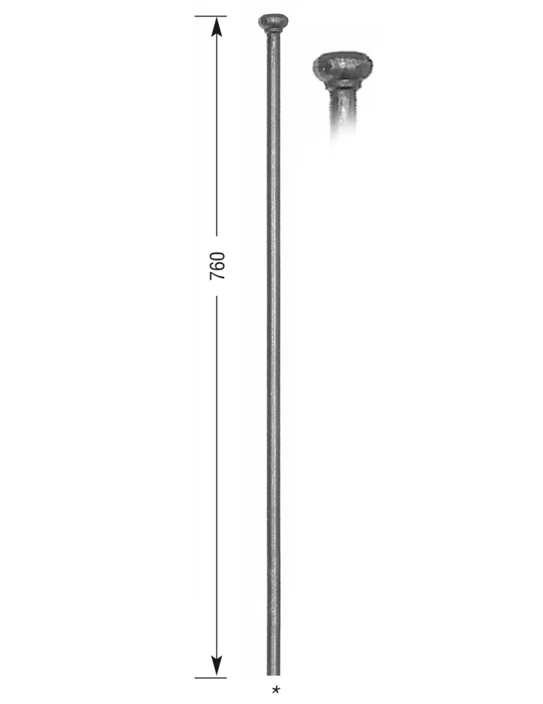 Barreau forgé HAUTEUR 760 mm Rond 14 - Ref 20A-14-760