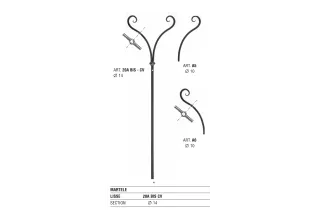 Barreau forgé HAUTEUR 910 mm x 240 mm LARGEUR Barreau rond 14 arcades rond 10 - Ref 20ABISCV