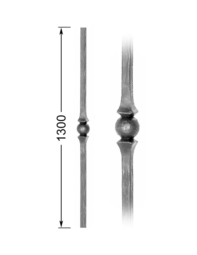 Barreau forgé HAUTEUR 1300 mm Carré 20x20 - Ref 21-20-1300