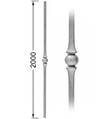 Barreau forgé HAUTEUR 2000 mm Carré 18x18 - Ref 21L-18-2000