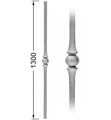 Barreau forgé HAUTEUR 1300 mm Carré 20x20 - Ref 21L-20-1300