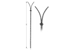 Barreau forgé HAUTEUR 910 mm - arcades L. 110 mm Barreau carré 14x14 arcades plat 14x6 - Ref 22ABIS-14-910