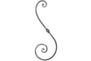 pièce élément ferronnier serrurier VOLUTE DECORATIVE LISSE APLATI 630x250 Section 14 ACIER FER FORGE Ref: VR12-14
