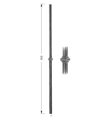 Barreau forgé HAUTEUR 910 mm Carré 14x14 - Ref 22L-14-910