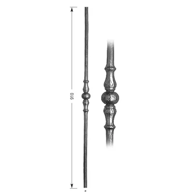 Barreau forgé HAUTEUR 910 mm Rond 14 - Ref 38-14-910