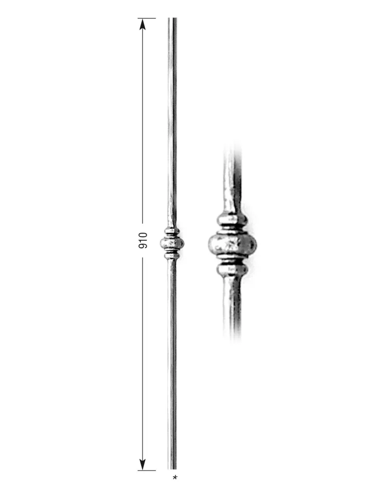 Barreau forgé HAUTEUR 910 mm Rond 14 - Ref 50-14-910