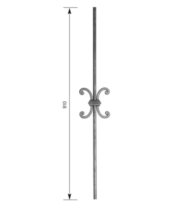 Barreau de balcon HAUTEUR 910 mm x 130 mm LARGEUR Rond 14 - Ref 56-14-910