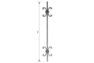 Barreau de balcon HAUTEUR 910 mm x 130 mm LARGEUR Rond 14 - Ref 57-14-910