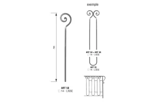 Barreau de balcon HAUTEUR 750 mm x 110 mm LARGEUR Carré 14x14 - Ref 58-14-750