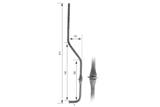Barreau forgé galbé HAUTEUR 910 mm Carré 14x14 - Ref 5GS-14-910