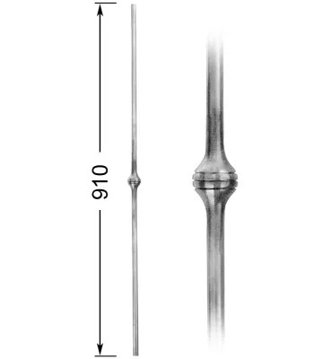 Barreau forgé inox HAUTEUR 910 mm Rond 14 - Ref 70IX-14-910