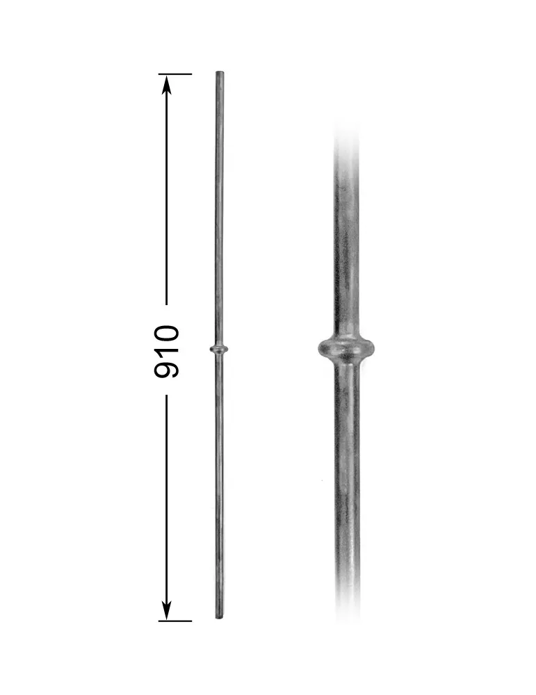 Barreau forgé HAUTEUR 910 mm Rond 14 - Ref 74-14-910