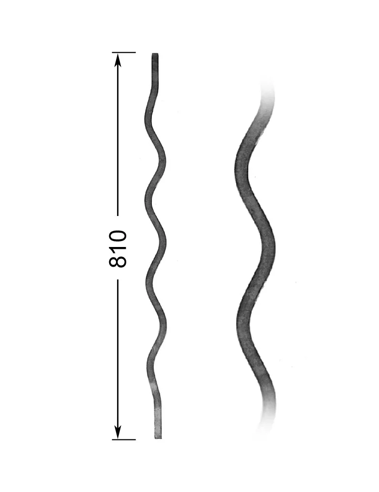 Barreau de balcon HAUTEUR 810 mm Carré 16x16 - Ref 7L-16-810