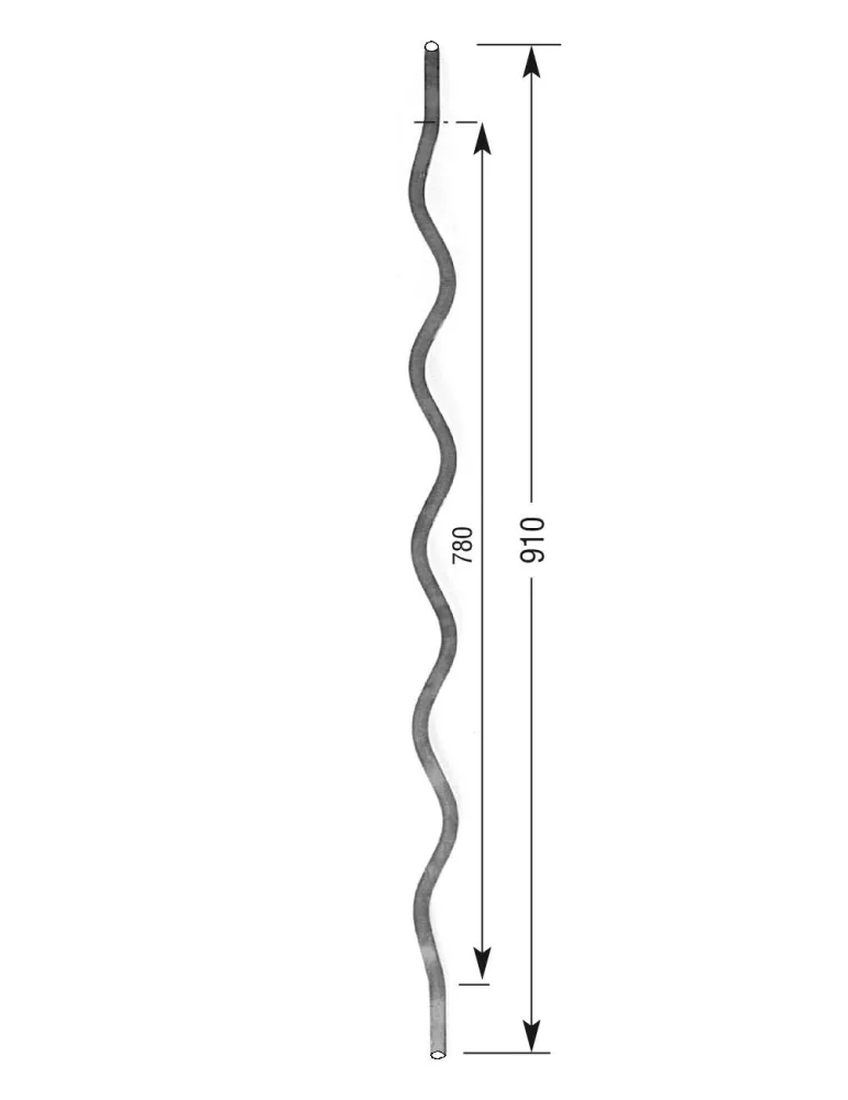 Barreau de balcon HAUTEUR 910 mm Rond 14 - Ref 7LR-14-910
