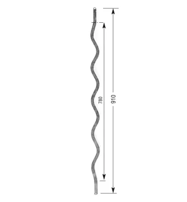 Barreau de balcon HAUTEUR 910 mm Rond 16 - Ref 7MR-16-910