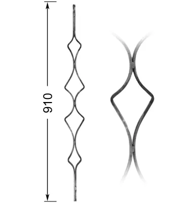 Barreau de balcon HAUTEUR 910 mm Plat 14x6 - Ref 81L-14X6-910