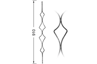 Barreau de balcon HAUTEUR 910 mm Plat 14x6 - Ref 81L-14X6-910