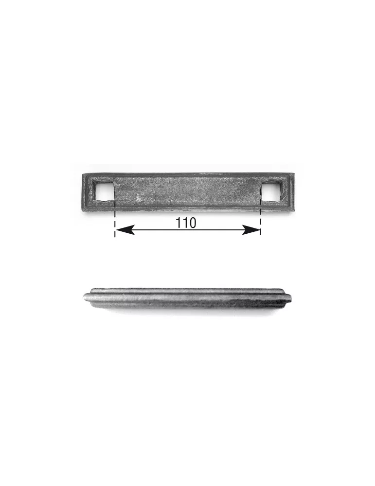 Barette moulurée LONGUEUR 160 mm x 30 mm LARGEUR Plat mouluré percé pour carré 14x14 - Ref BA2