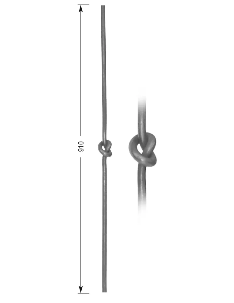 Barreau forgé HAUTEUR 910 mm Rond 14 - Ref CP42-14-910