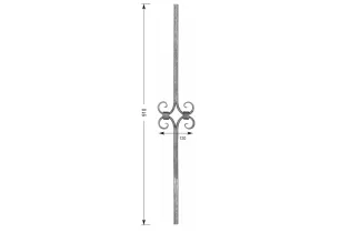 Barreau forgé HAUTEUR 910 mm x 120 mm LARGEUR Carré 14x14 - Ref V6-14-910