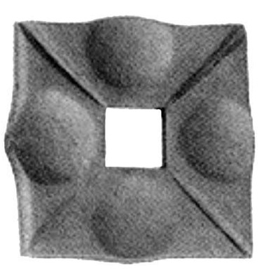 pièce élément ferronnier serrurier Plaque de fixation carré pour barreau 100x100 Hauteur 8 Section 30x30 ACIER Ref: P35-30