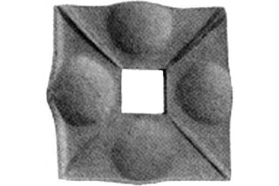 pièce élément ferronnier serrurier Plaque de fixation carré pour barreau 100x100 Hauteur 8 Section 30x30 ACIER Ref: P35-30