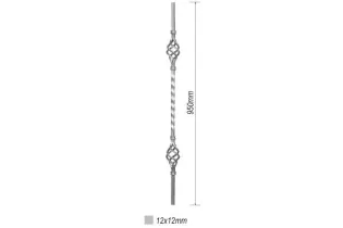 pièce élément ferronnier serrurier Balustre TORSADE Longueur 950 Section 12x12 ACIER FER FORGE Ref: BE05124