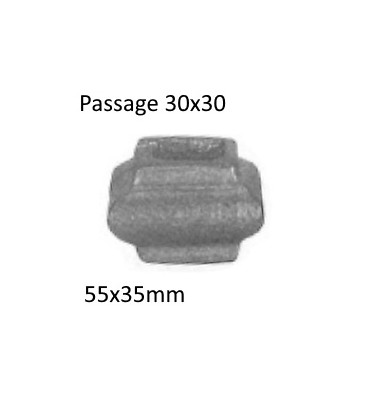 pièce élément ferronnier serrurier Garniture CARRE 55mm Hauteur 35 Passage 30 ACIER Ref: G7-30C