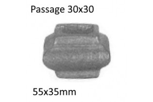 pièce élément ferronnier serrurier Garniture CARRE 55mm Hauteur 35 Passage 30 ACIER Ref: G7-30C