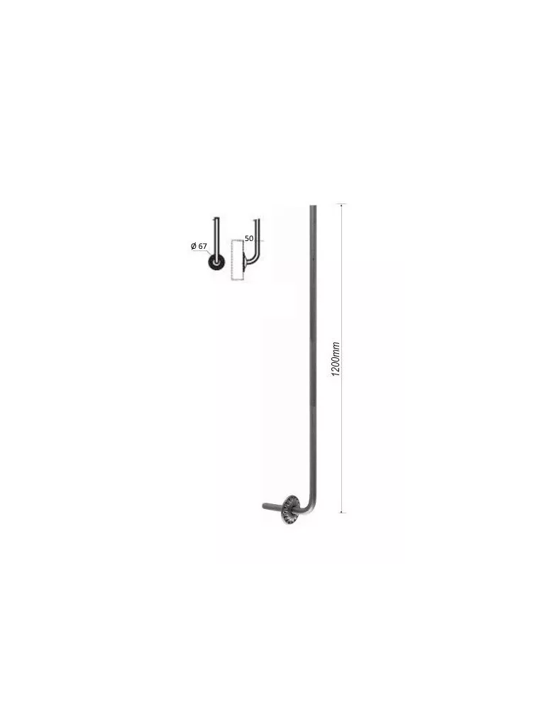 Balustre COUDE Longueur 1200 Section 14 ACIER FER FORGE Ref: RL14CS