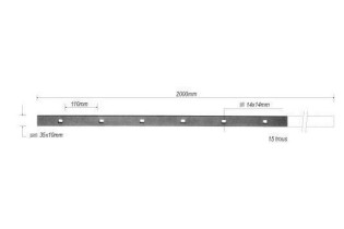 Barre poinçonnée LISSE PLAT Longueur 2000 Section 35x10 Passage CARRE ACIER Ref: TR6-14-35x10