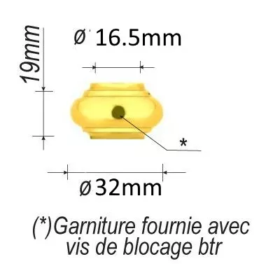Garniture RONDE Diamètre 32 Hauteur 19 Passage 16 LAITON Ref: F64.214