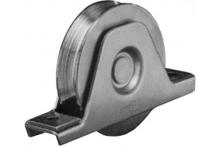 pièce élément ferronnier serrurier Galet avec support inférieur ACIER en V pour portail Diamètre 80 Largeur 20 Ref: F66.135