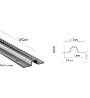 pièce élément ferronnier serrurier Rail ACIER en U pour portail Diamètre 19 Largeur 55 Ref: F66.166