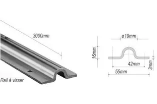 pièce élément ferronnier serrurier Rail ACIER en U pour portail Diamètre 19 Largeur 55 Ref: F66.166