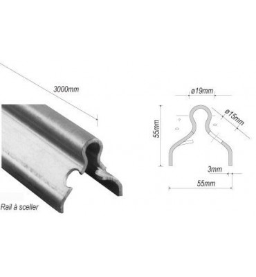 pièce élément ferronnier serrurier Rail ACIER DEMI ROND pour portail Diamètre 19 Largeur 55 Ref: F66.168