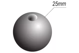pièce élément ferronnier serrurier Boule LISSE PLEINE RONDE Diamètre 25 PERCEE Passage 6 ACIER Ref: B25P