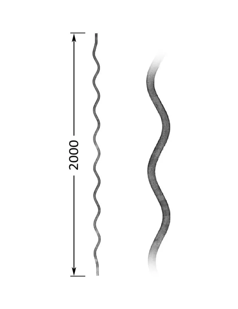 Barreau de balcon HAUTEUR 2000 mm Carré 14x14 - Ref 7L-14-2000