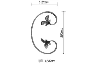 VOLUTE en C LISSE 250x150 Section 12x6 ACIER FER FORGE Ref: F53.459