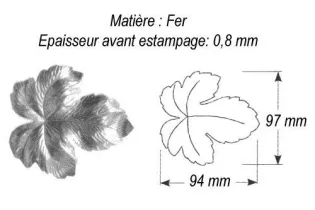 Feuille de Vigne 94 x 97 ACIER Ref: GVI094F2