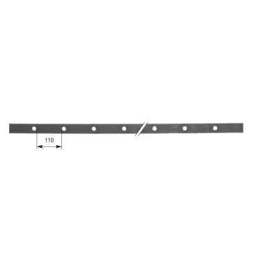 Barre poinçonnée LISSE PLAT Longueur 2000 Section 40x10 Passage ROND ACIER Ref: TR8-18