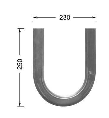 Coude de main courante 250 mm x 230 mm - L. 40 mm - Ref UMCL1-40
